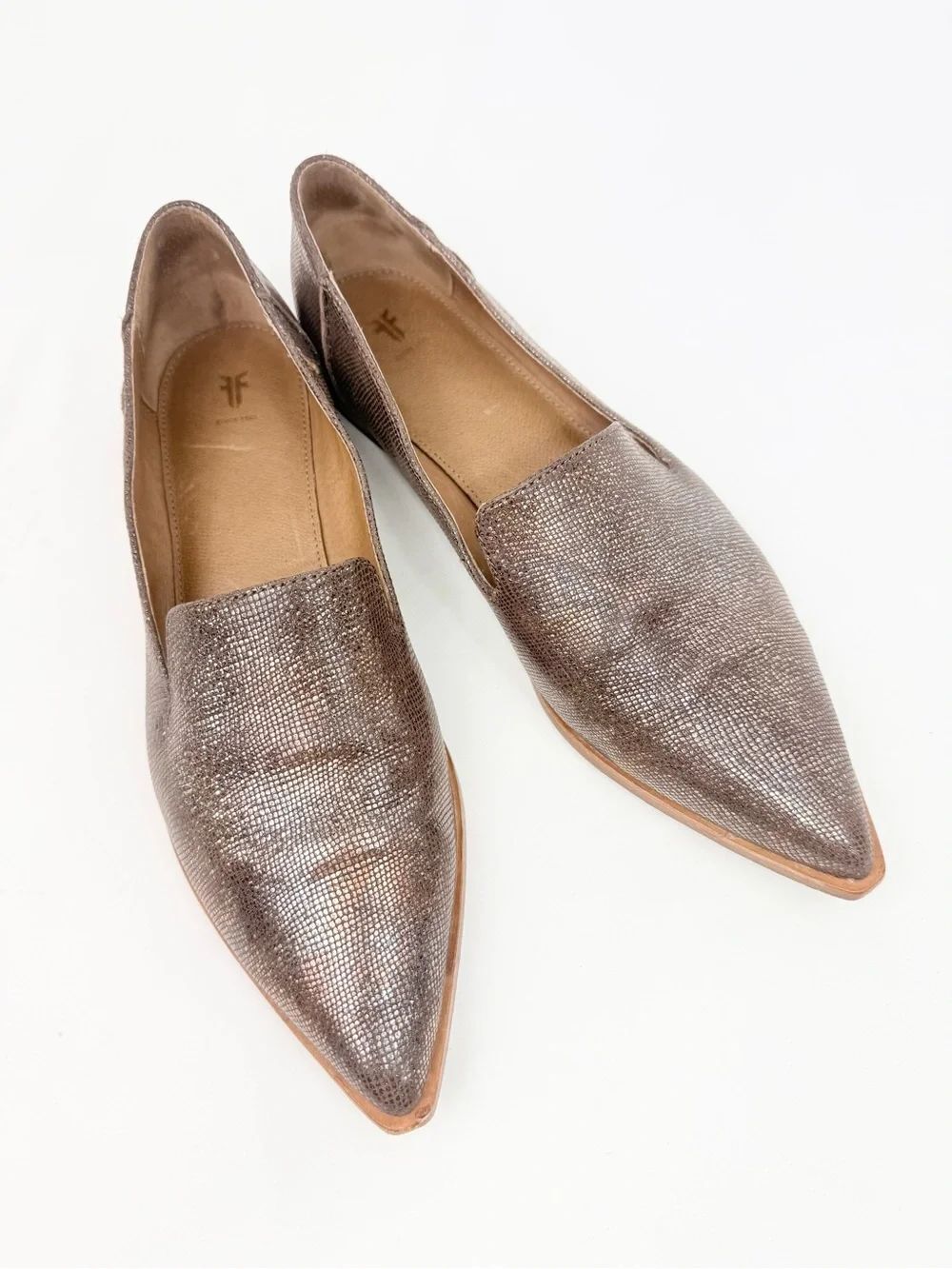 Frye KENZIE VENETIAN Multi Metallic Bronze Shimmer Pointed Toe Ballet Flats
